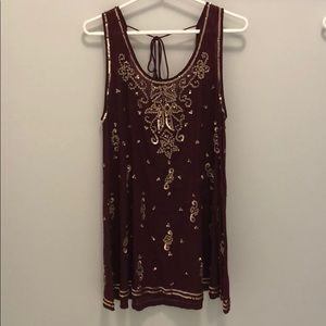 Free People Sequined Maroon Dress